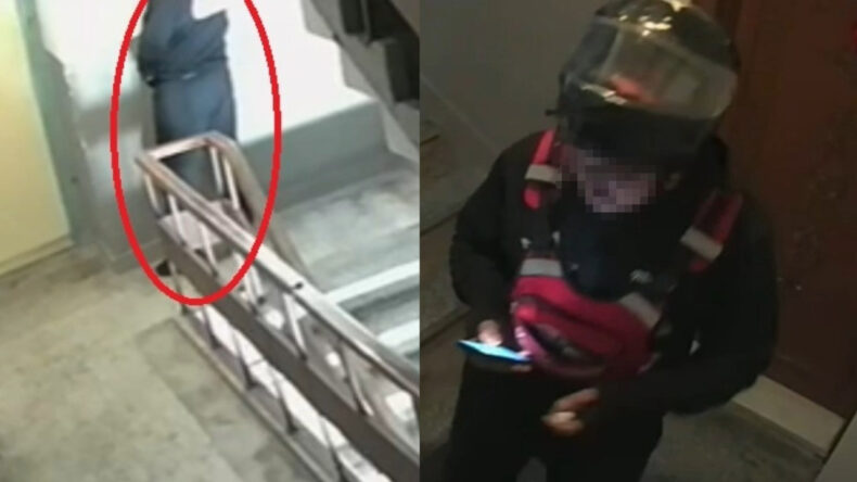 Kuryeden iğren&ccedil; hareket! Kameraya yakalandı