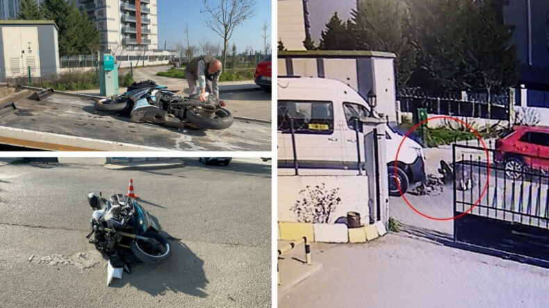 Okul servisine &ccedil;arpmamak i&ccedil;in motosikletten d&uuml;ş&uuml;p metrelerce savruldular