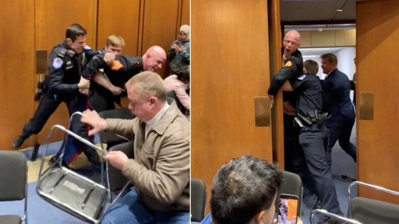 Savaş karşıtı eski asker Kongre oturumunu bastı, kolunu kırdılar