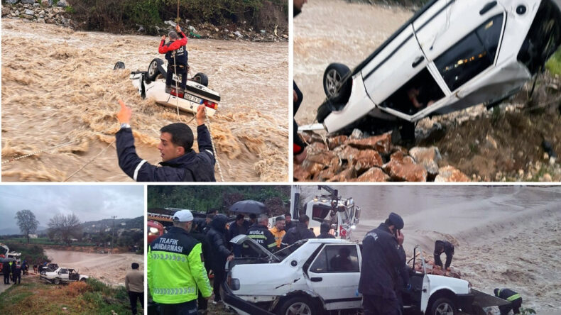Sele kapılan araçta can pazarı: 1 ölü, 1 yaralı