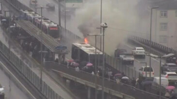 Şişli'de Metrob&uuml;s Yangını: Trafik Kilitlendi!