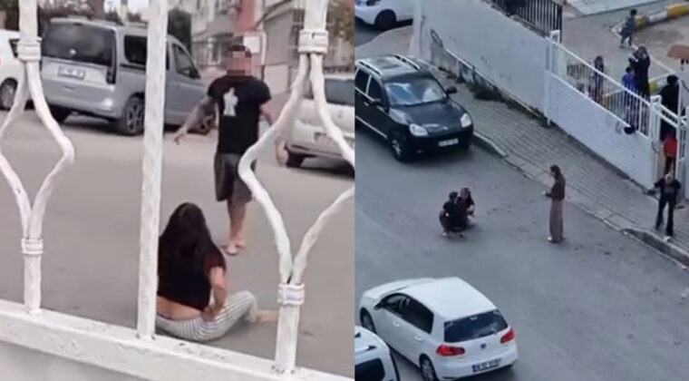 Sokak Ortasında Eşini D&ouml;vd&uuml;, Okuldaki &Ccedil;ocuklar İzledi