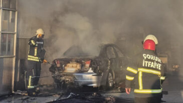 Tamir edilen otomobil alev aldı: 3 iş&ccedil;i yaralandı