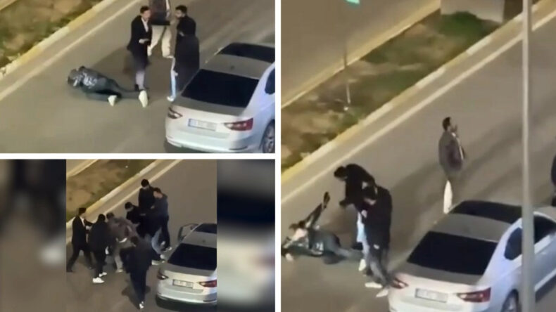 Trafikte dehşet: S&uuml;r&uuml;c&uuml;y&uuml; ara&ccedil;tan indirip sopayla d&ouml;vd&uuml;ler