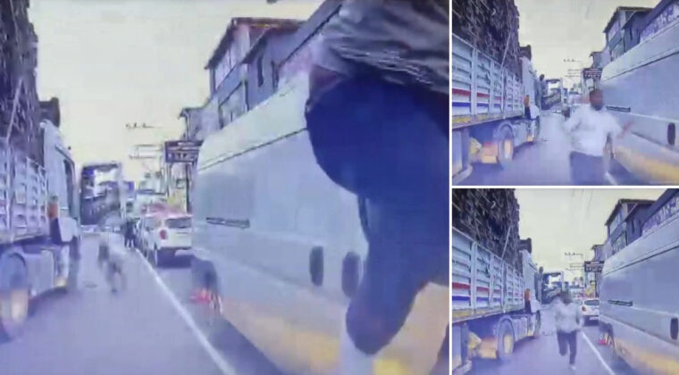 Trafikte Dehşet! Tırdaki Yolcu Bı&ccedil;akla Saldırdı