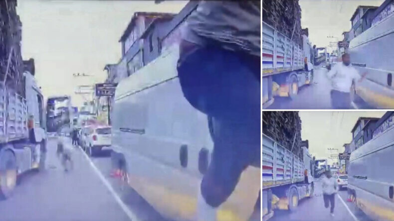 Trafikte Dehşet! Tırdaki Yolcu Bı&ccedil;akla Saldırdı