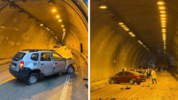 T&uuml;nel girişinde iki otomobil &ccedil;arpıştı: 7 yaralı