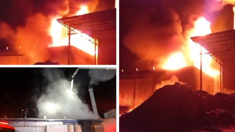 Yağ kazanı patlayan tesis yangında k&uuml;le d&ouml;nd&uuml;