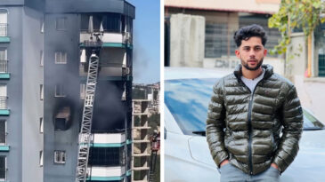 Yangınında mahsur kalan baba ve bebeğini inşaat iş&ccedil;isi kurtardı