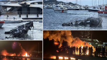 Yat yangını sonrası temizlik ve enkaz kaldırma &ccedil;alışması başlatıldı