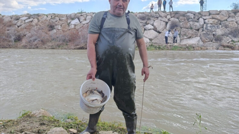 10 yıldır su akmayan çayda balık tutuyorlar