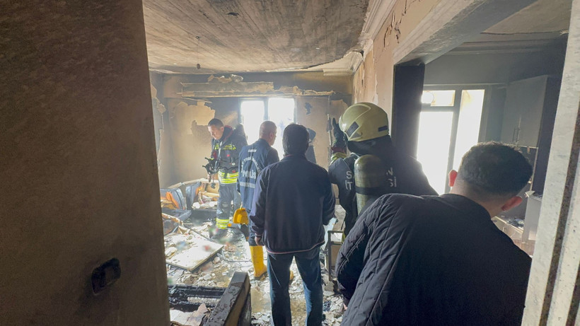 Patlama sonrası dairede yangın çıktı