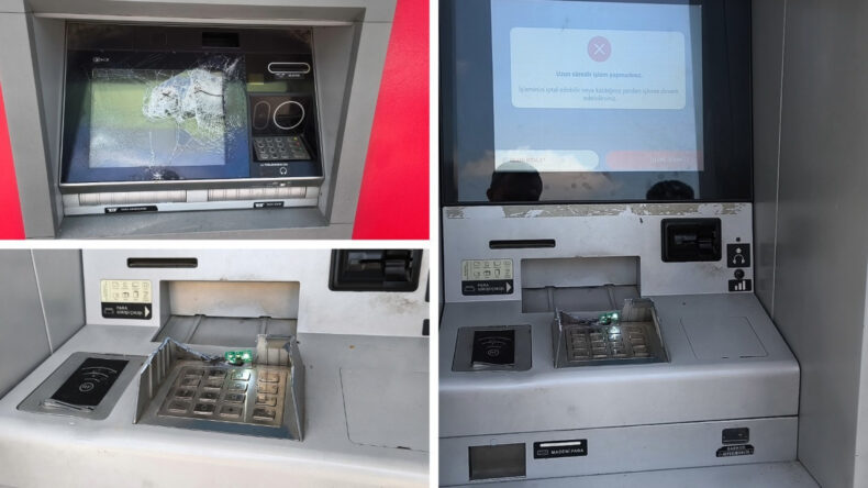 Adana&rsquo;da ATM&rsquo;lere saldırı: Camlar kırıldı, tuşlar par&ccedil;alandı