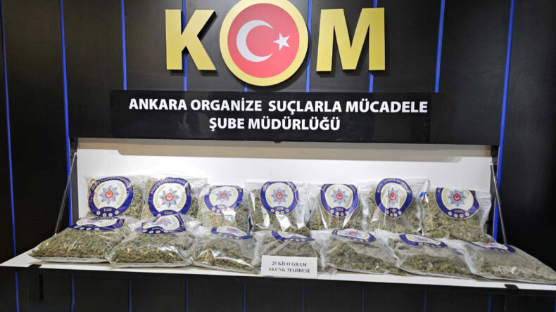 Ankara&rsquo;da Narkotik Operasyonu: 25 Kilo Skunk Ele Ge&ccedil;irildi