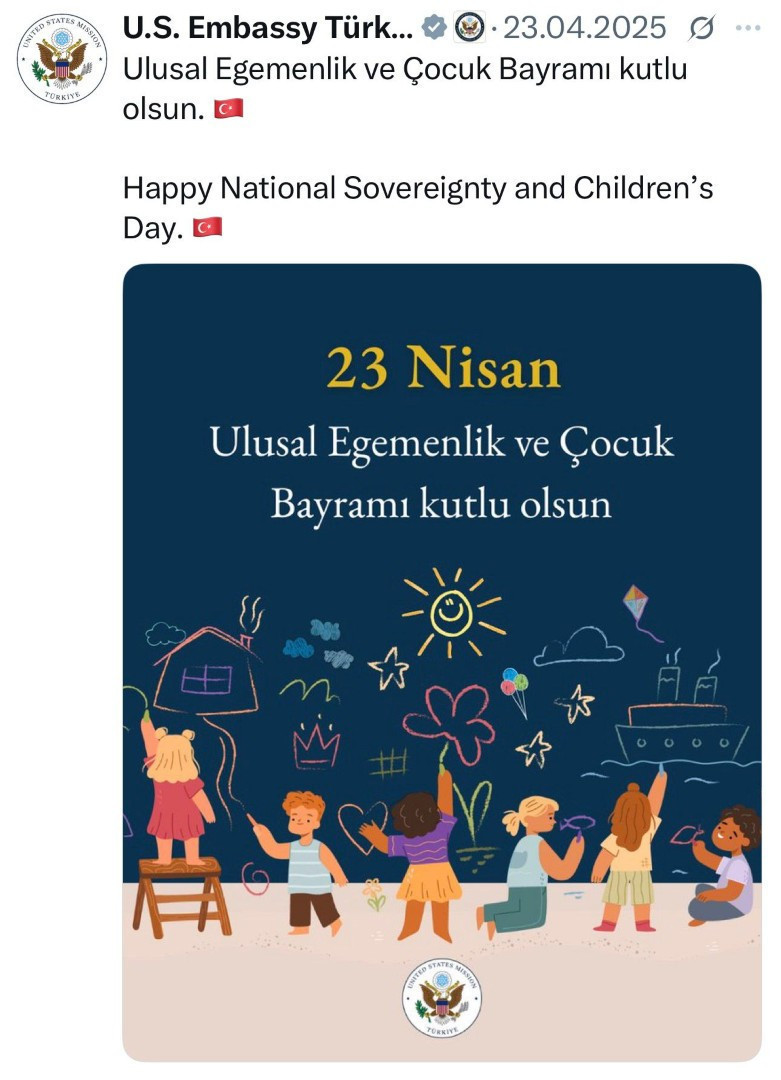 ABD Bayrağı 23 Nisan mesajında