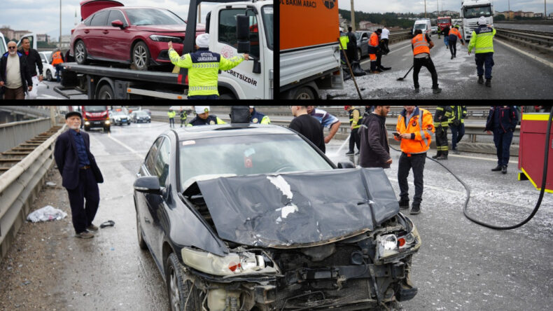 Atıkları yola d&ouml;k&uuml;p ka&ccedil;tı: TEM'de zincirleme kaza
