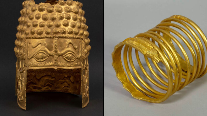 &Ccedil;alınan 2500 yıllık altın miğfer bulundu