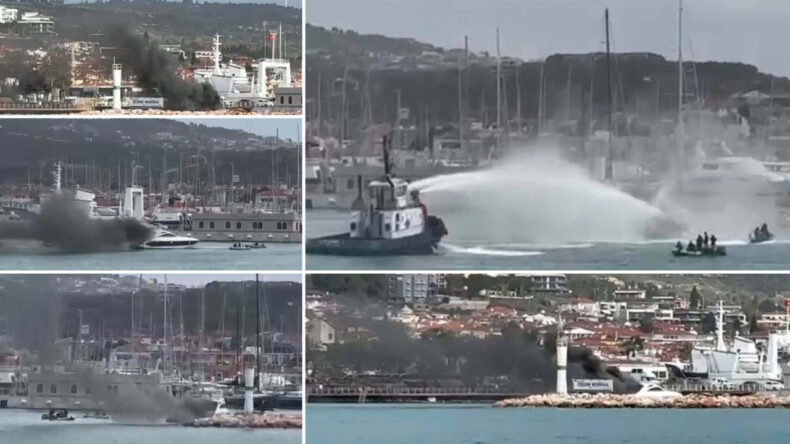 Çeşme'de Demirli Motoryat Alevlere Teslim Oldu