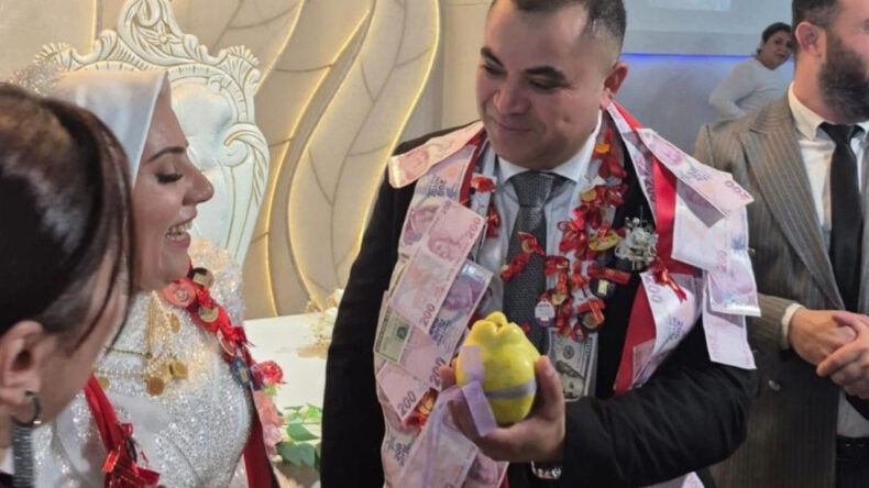 Damada altın yerine ayva taktılar