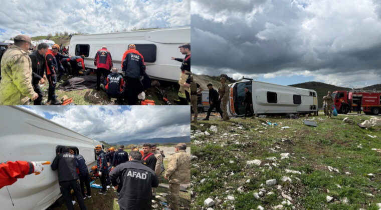 Diyarbakır&rsquo;da yolcu otob&uuml;s&uuml; devrildi: &Ouml;l&uuml; ve yaralılar var