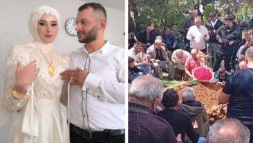 D&uuml;ğ&uuml;nden Bir G&uuml;n &Ouml;nce &Ouml;ld&uuml;ler: Gelin &Ccedil;i&ccedil;eği Damadın Mezarına Konuldu