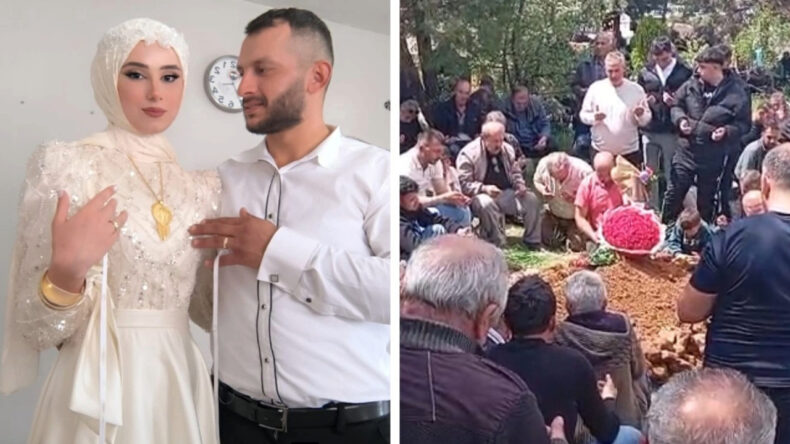 D&uuml;ğ&uuml;nden Bir G&uuml;n &Ouml;nce &Ouml;ld&uuml;ler: Gelin &Ccedil;i&ccedil;eği Damadın Mezarına Konuldu