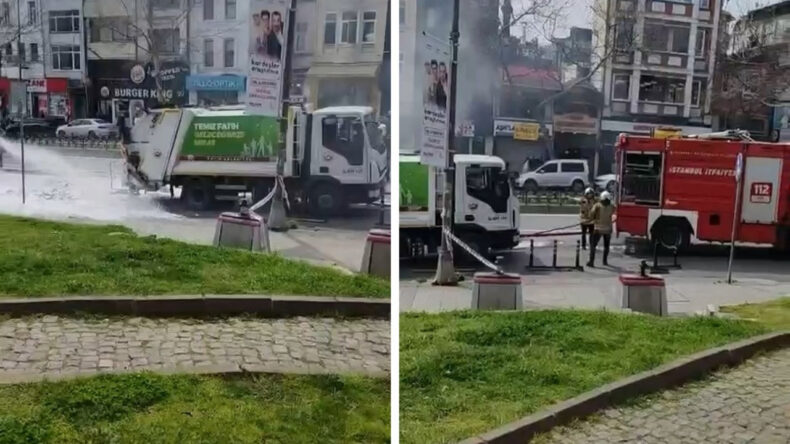 Fatih&rsquo;te &ccedil;&ouml;p kamyonunda patlama: Ekipler sevk edildi