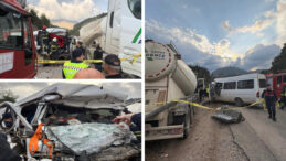 Minib&uuml;s ile beton mikseri &ccedil;arpıştı: 7 &ouml;l&uuml;