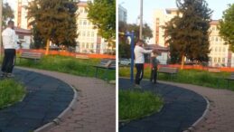 Parkta &Ccedil;ocuğa Oyuncak Silahla Atış Talimi Yaptırdı