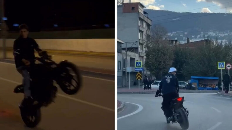 Polis yeleğiyle trafikte şov yaptı, cezası ağır oldu