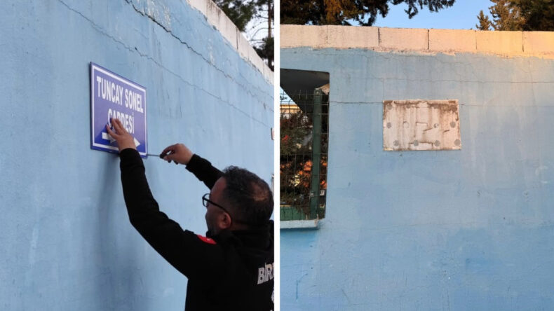 Tuncay Sonel'in Adının Verildiği Cadde Tabelası S&ouml;k&uuml;ld&uuml;